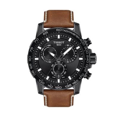 Reloj Tissot Supersport Chrono para hombre de cuero marrón 1256173605101