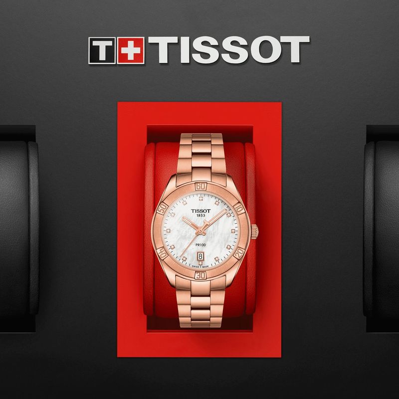 Reloj Tissot PR 100 Sport Chic para mujer de acero ros 1019103311600