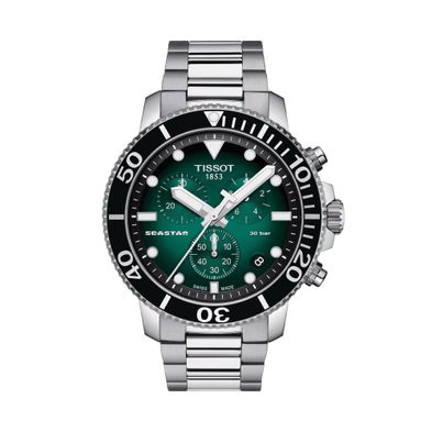 Reloj Tissot Seastar 1000 Quartz Chronograph para hombre de acero plateado 1204171109101