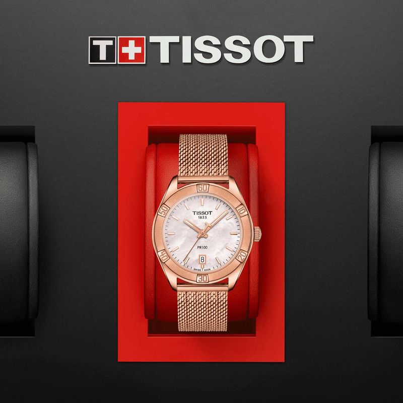 Reloj Tissot PR 100 Sport Chic para mujer de acero ros 1019103315100