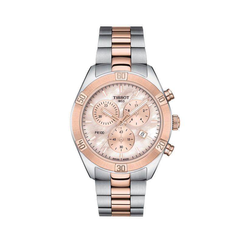 Reloj Tissot Pr 100 Sport Chic Chronograph para mujer de acero bicolor 1019172215100