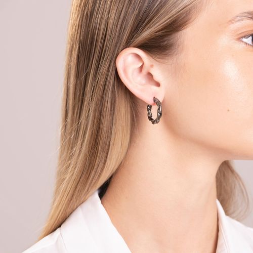 Aros Carmín Checo de Plata 925 con baño Gris Rutenio