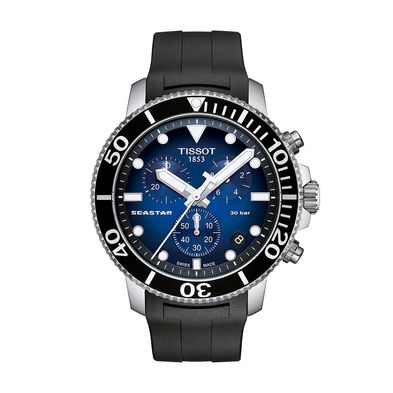 Reloj Tissot Seastar 1000 Chronograph para hombre de caucho negro 1204171704100