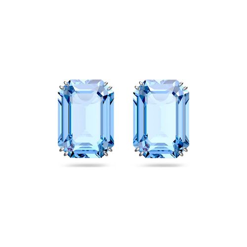 Pendientes Swarovski stud Millenia Cristales octagonal Azul con Baño de rodio