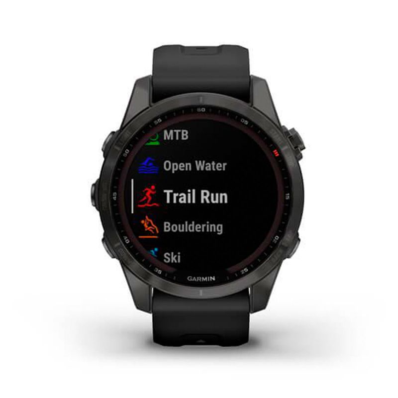 Smartwatch Garmin Fenix 7S Sapphire Solar Carbon Gray DLC y Black Band