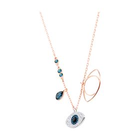 Colgante Swarovski Evil Eye Duo Baño de Oro Rosa y Cristales Azules