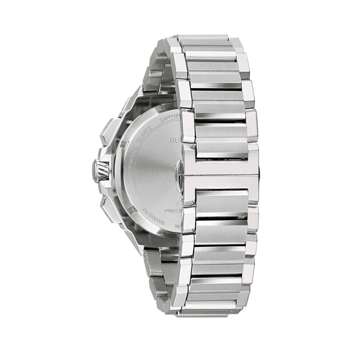 Bulova Heren analoog kwartshorloge met roestvrij stalen armband 96B319, zilver/zwart, armband