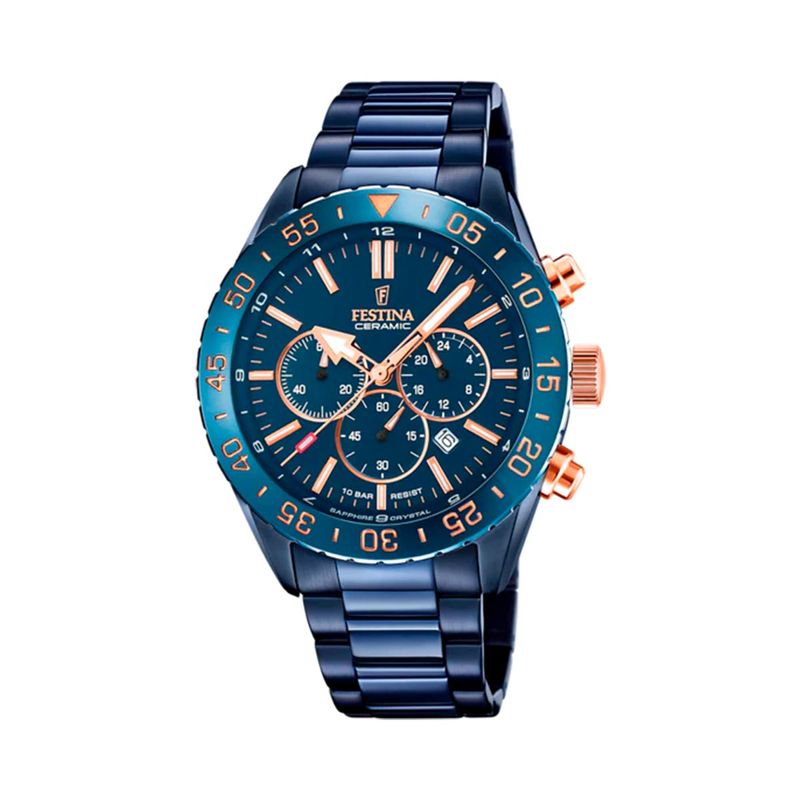 Comprar online Reloj hombre Festina cronómetro acero IP azul con bisel  cerámico F20576/1 en oferta y sin gastos de envío - PRECIOS BARATOS.  Comprar en Tienda Online de Venta por Internet. Joyería