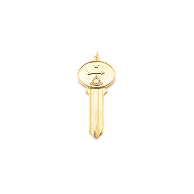 Dije Carmín Key de Plata 925 con Baño Dorado