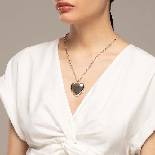 Colgante Carmín Big Love con cadena de eslabones en Plata 925