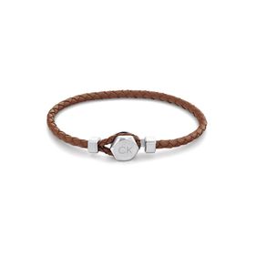 Pulsera Calvin Klein Latch de cuero plateado 35000261