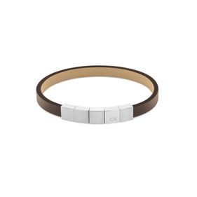 Pulsera Calvin Klein Minimalistic Squares de cuero plateado 35000490