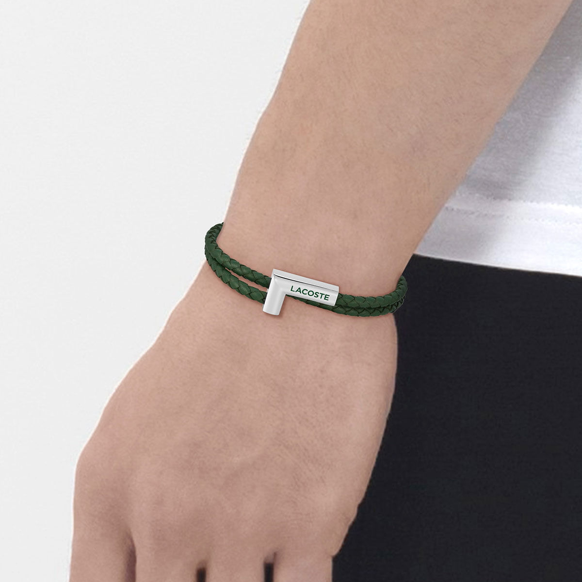 Pulsera Lacoste Swarm de cuero plateado 2040151S Style Store Experience is the new luxury