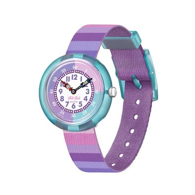 Reloj Flik Flak Stripy Purple para niños de plástico ZFBNP225