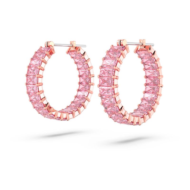 Pendientes-de-aro-Matrix-Talla-baguette-Rosas-Baño-tono-oro-rosa