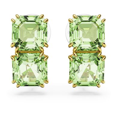 Pendientes Swarovski Millenia Talla Cuadrada Verdes Con Baño Tono Oro