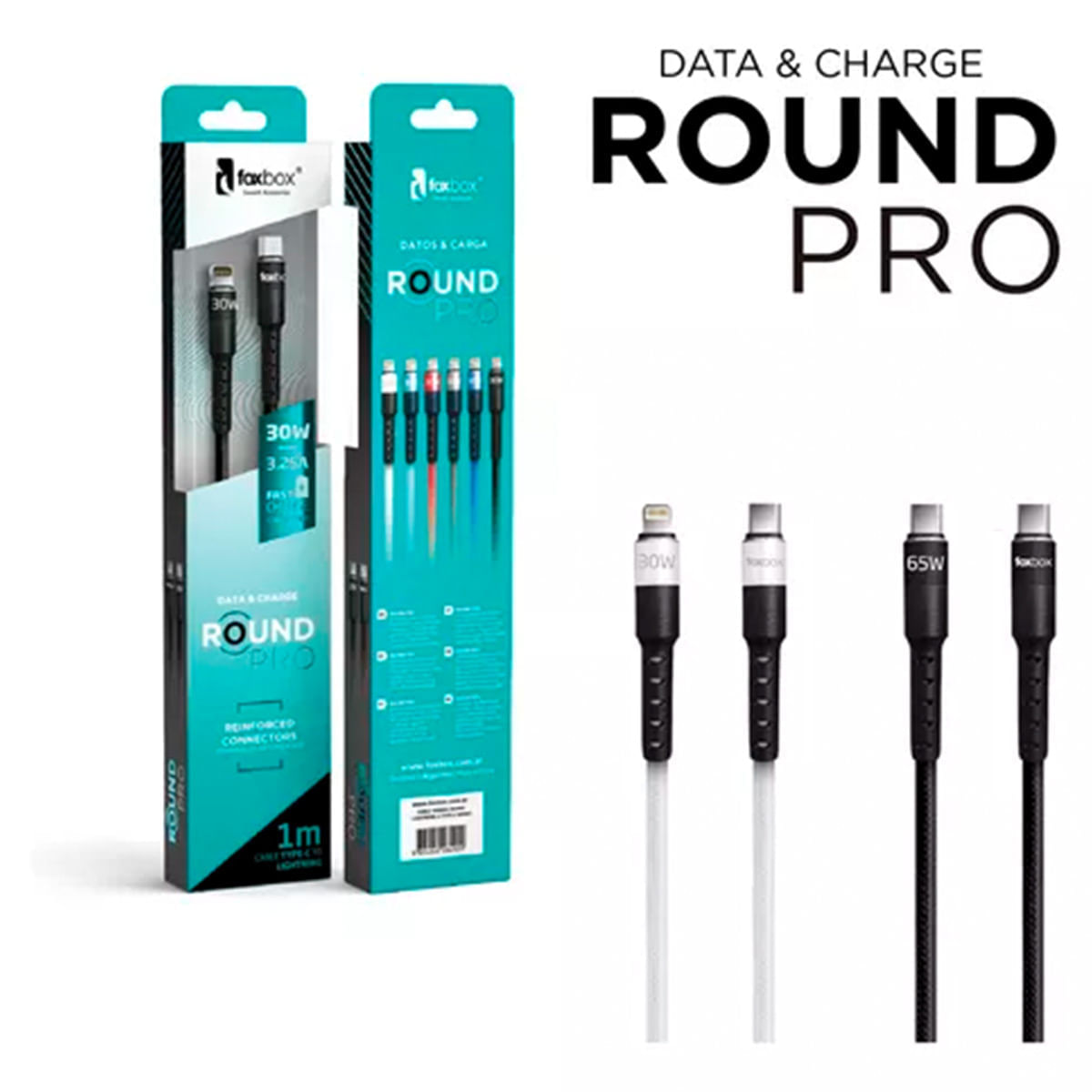Cable Foxbox Round Pro 1.25M Lightning A Tipo-C Blanco - Style Store