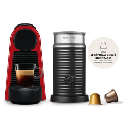 Cafetera Nespresso Essenza Mini D Roja + Aeroccino Espumador