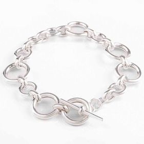 Pulsera Carmín de Plata 925 Circle Plateada