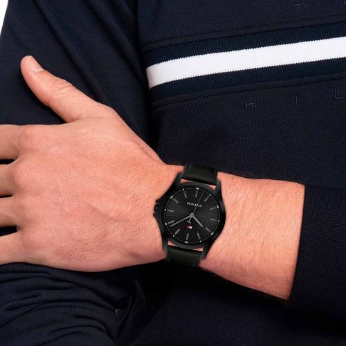 Reloj Tommy Hilfiger 1792190 de Cuero Negro