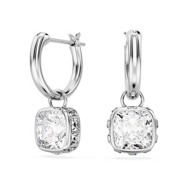 Pendientes Swarovski Chroma, Talla Cuadrada, Blancos, Recubrimiento en Rodio