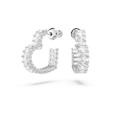 Pendientes de Aro Swarovski Matrix, Corazón, Pequeños, Blancos, Baño de Rodio