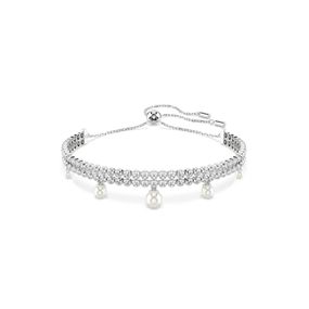 Pulsera Ariana Grande x Swarovski, Perla de cristal, Talla redonda, Blanca, Baño de rodio
