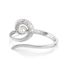 Brazalete Ariana Grande X Swarovski, Crystal Pearl, Talla Baguette, Blanco, Baño De Rodio