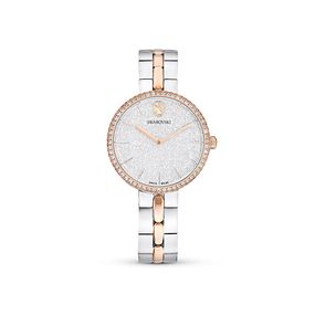 Reloj Cosmopolitan, Fabricado en Suiza, Brazalete de metal, Tono plateado, Combinación de acabados metálicos