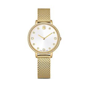 Reloj Clarica, Fabricado en Suiza, Brazalete de metal, Tono dorado, Acabado tono oro