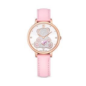 Reloj Teddy, Fabricado en Suiza, Correa de piel, Rosa, Acabado tono oro rosa