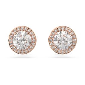 Aros de botón Constella Talla redonda Pavé Blancos Baño tono oro Rosa