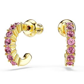 Pendientes Mini Hoop, Talla redonda, Rosas, Baño tono oro