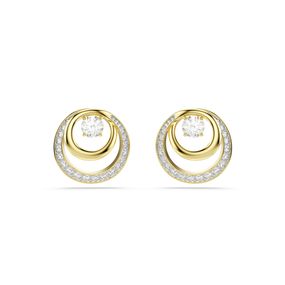 Pendientes de botón Hyperbola, Talla redonda, Blancos, Baño tono oro
