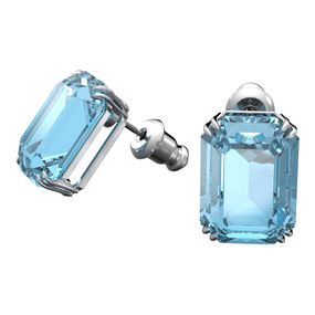 Aros stud Millenia - Cristales talla octagonal - Azul - Baño de rodio